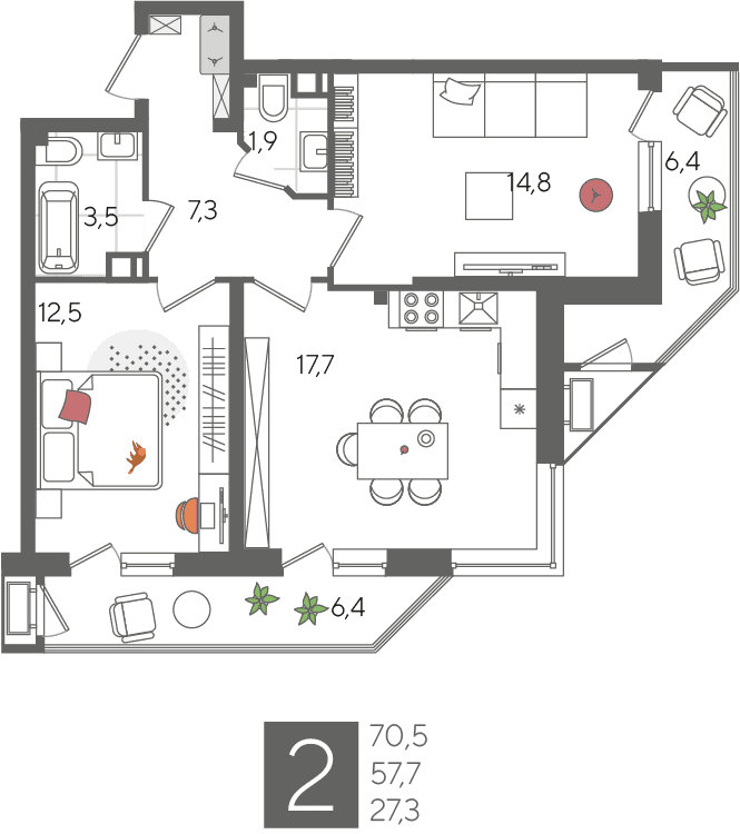Рекорд 2 Краснодар — планировка 2