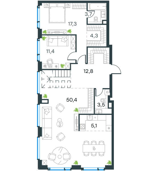 Level Мичуринский, этапы 1 и 2 Москва — планировка 6