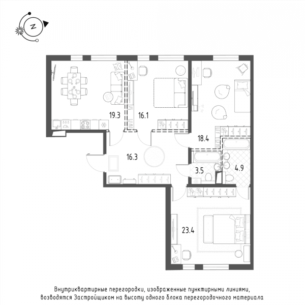 ЖК Domino Premium Санкт-Петербург — планировка 3