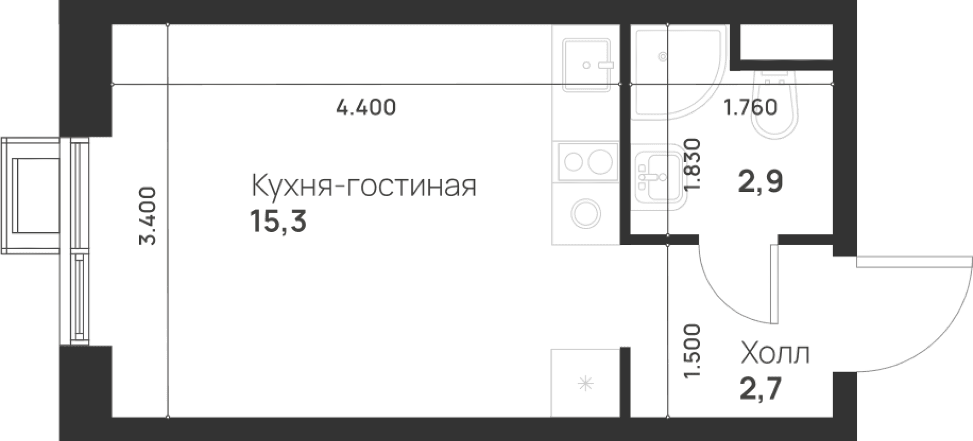 Foreville Москва — планировка Студия