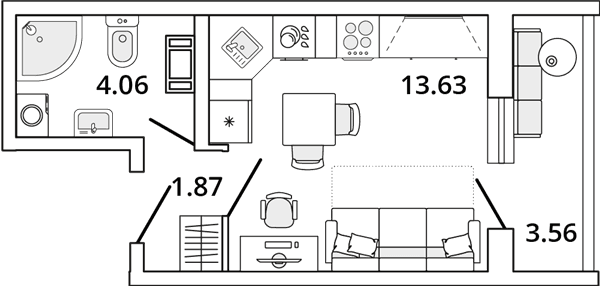 MASTER PLACE Санкт-Петербург — планировка Студия