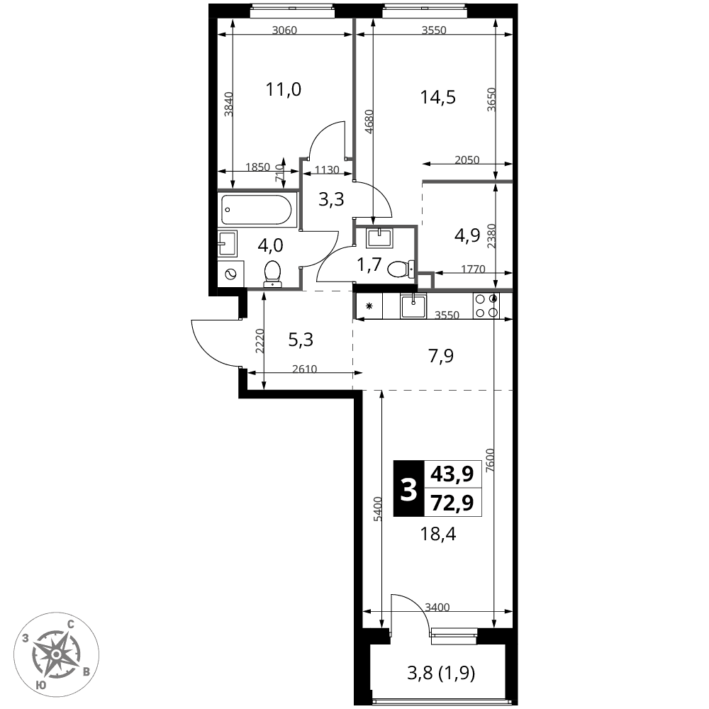 1-й Измайловский Москва — планировка 3
