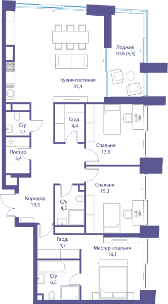 Река, Река-3 | Клубный дом Москва — планировка 3