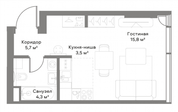 SLAVA Москва — планировка Студия