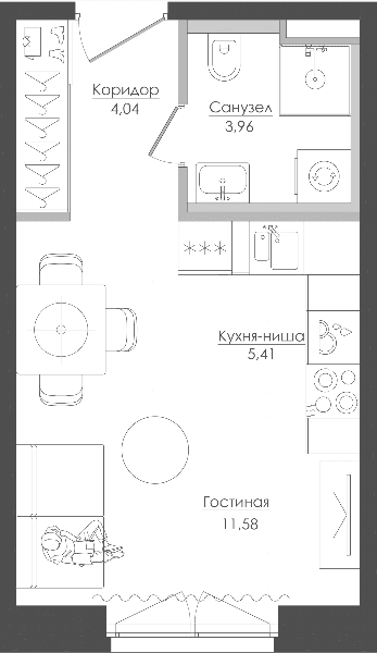 Селигер Сити Москва — планировка Студия