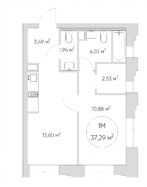 Nice loft Москва — планировка 1-комнатные апартаменты