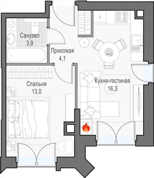 Достижение Москва — планировка 1