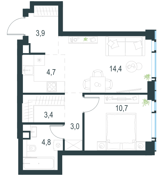 Level Мичуринский, этапы 1 и 2 Москва — планировка 2
