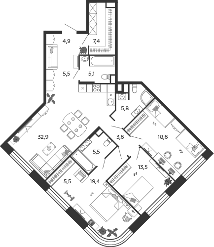 Жилой квартал Shagal Москва — планировка 3