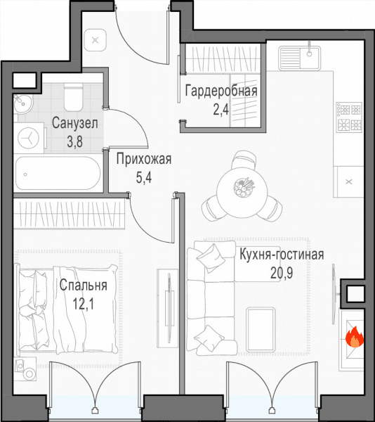 Достижение Москва — планировка 1