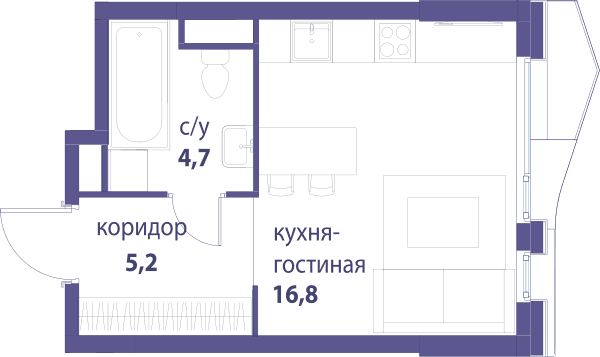 Символ, Вдохновение Москва — планировка Студия