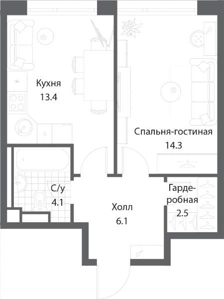 Nagatino i-Land Москва — планировка 1