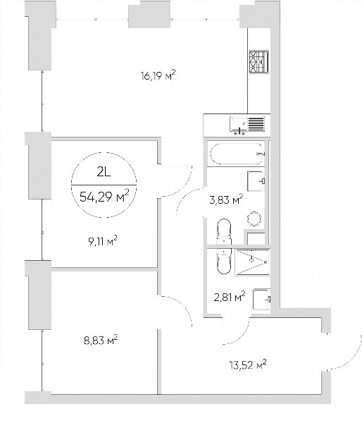 Nice loft Москва — планировка 2-комнатные апартаменты