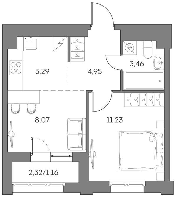 Аквилон BESIDE 2.0 Москва — планировка 1