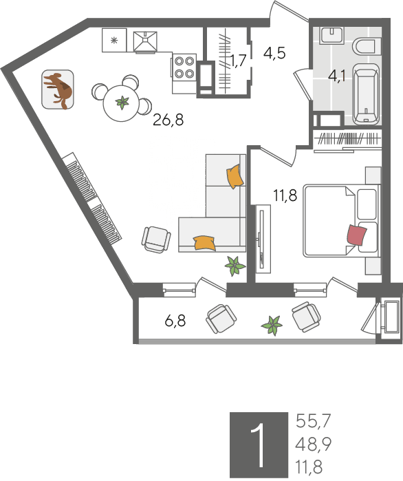 Рекорд 2 Краснодар — планировка 1