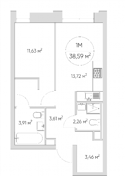 Nice loft Москва — планировка 1-комнатные апартаменты