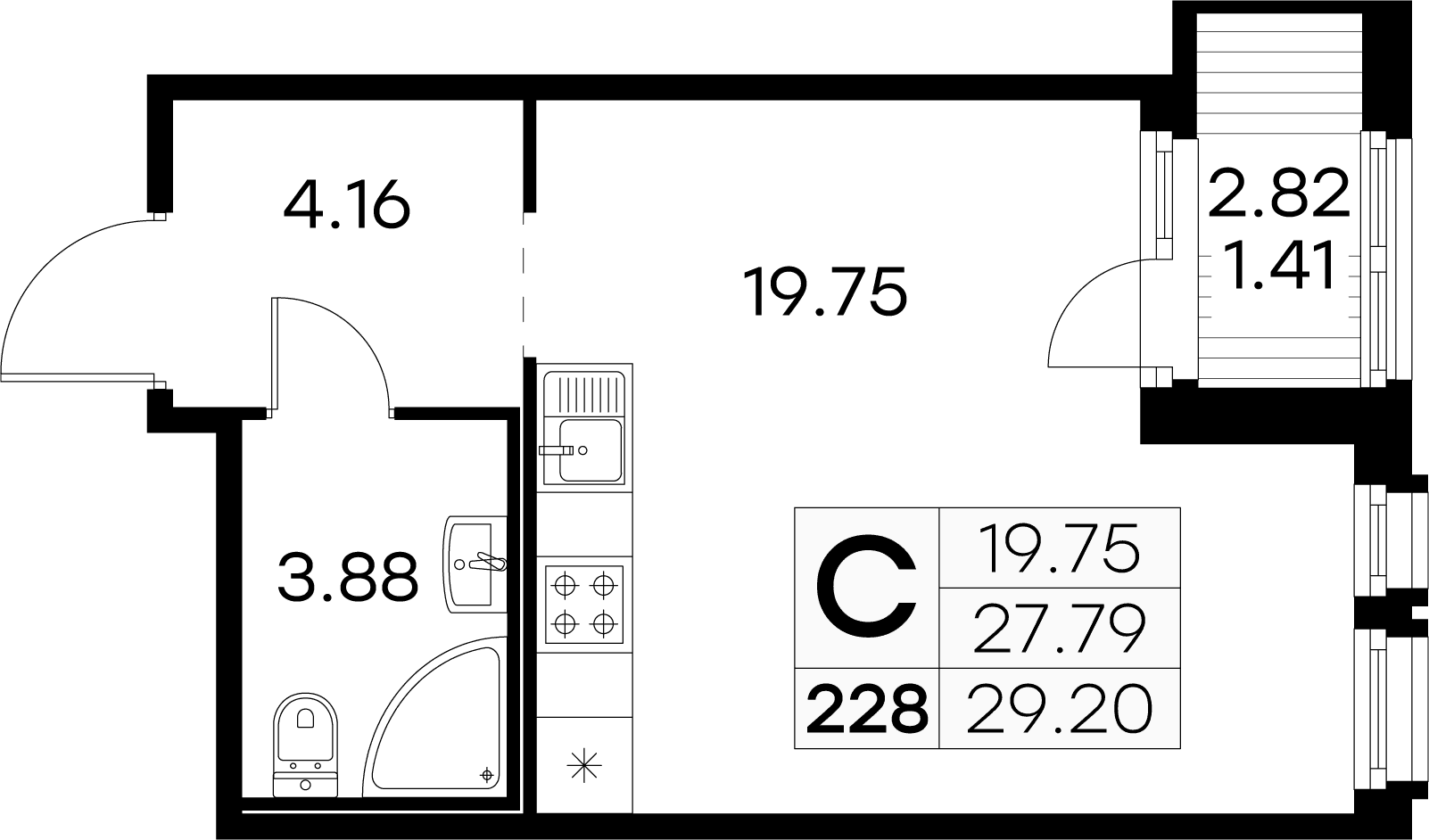 Парголово 2 очередь Санкт-Петербург — планировка Студия