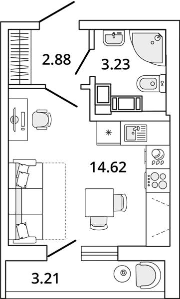 MASTER PLACE Санкт-Петербург — планировка Студия