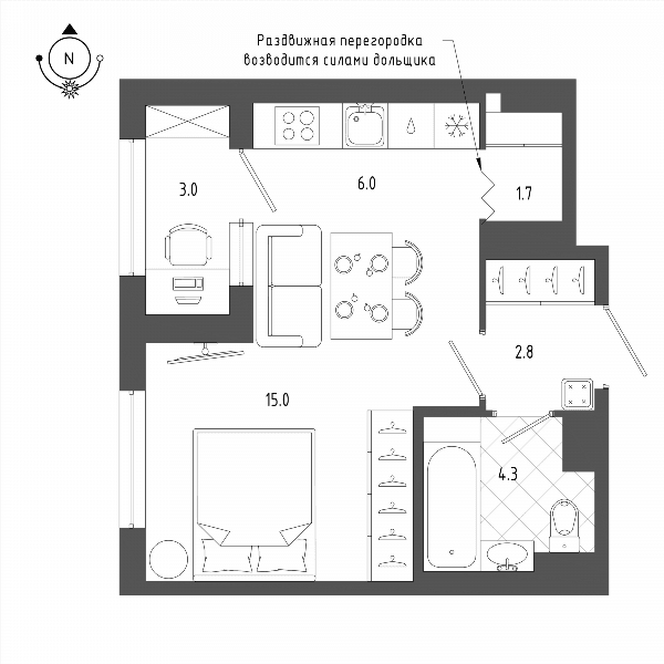 Квартал «Галактика», корпус 9.3 Санкт-Петербург — планировка 1