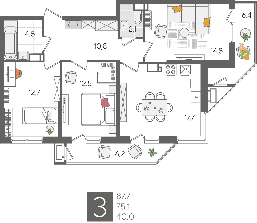 Рекорд 2 Краснодар — планировка 3