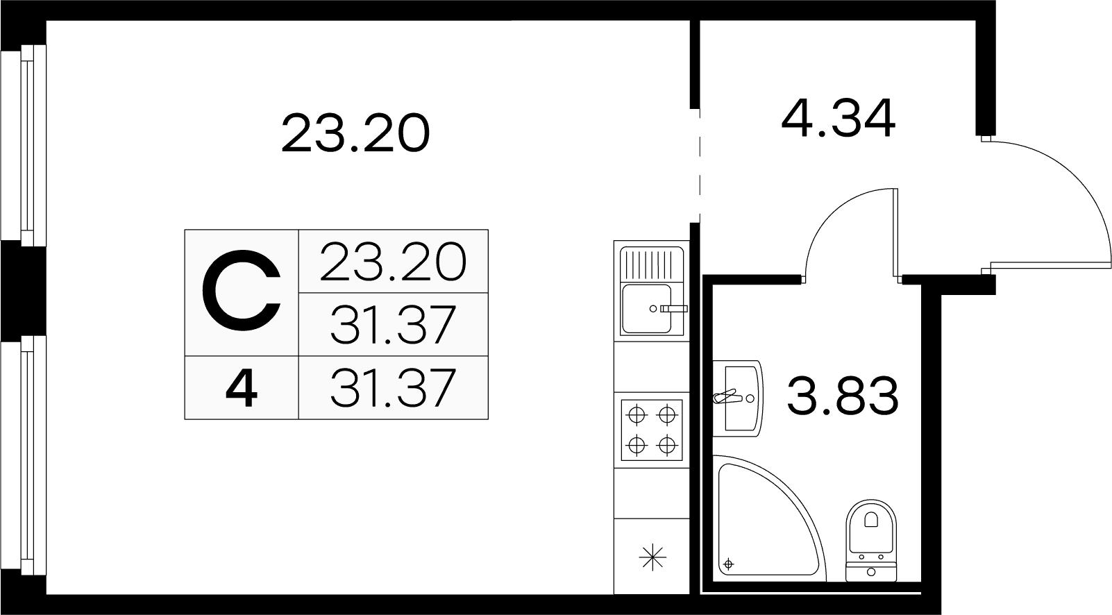 Парголово 2 очередь Санкт-Петербург — планировка Студия