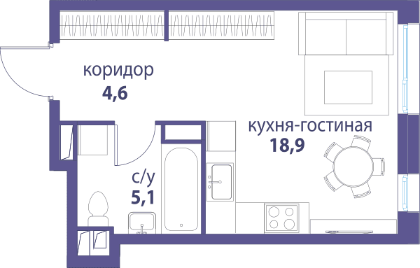 Символ, Вдохновение Москва — планировка Студия