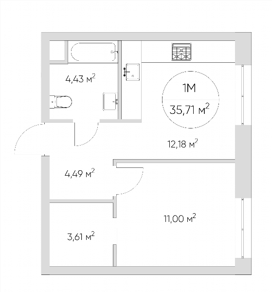 Nice loft Москва — планировка 1-комнатные апартаменты