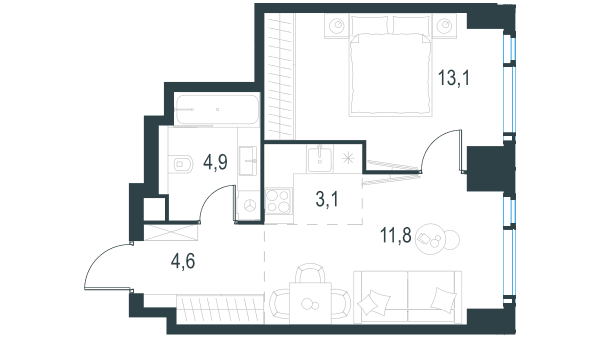 Level Мичуринский, этапы 1 и 2 Москва — планировка 2