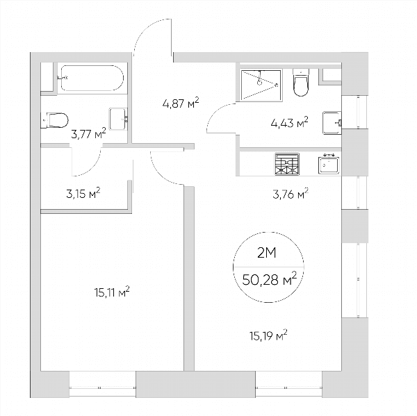 Nice loft Москва — планировка 2-комнатные апартаменты