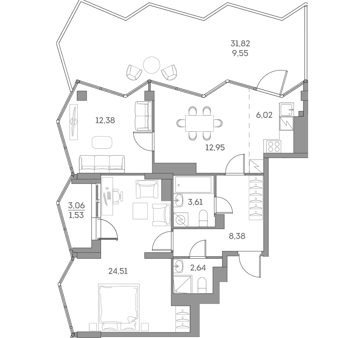 Аквилон BESIDE 2.0 Москва — планировка 1