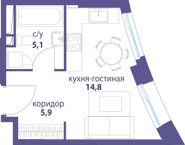 Символ, Вдохновение Москва — планировка Студия