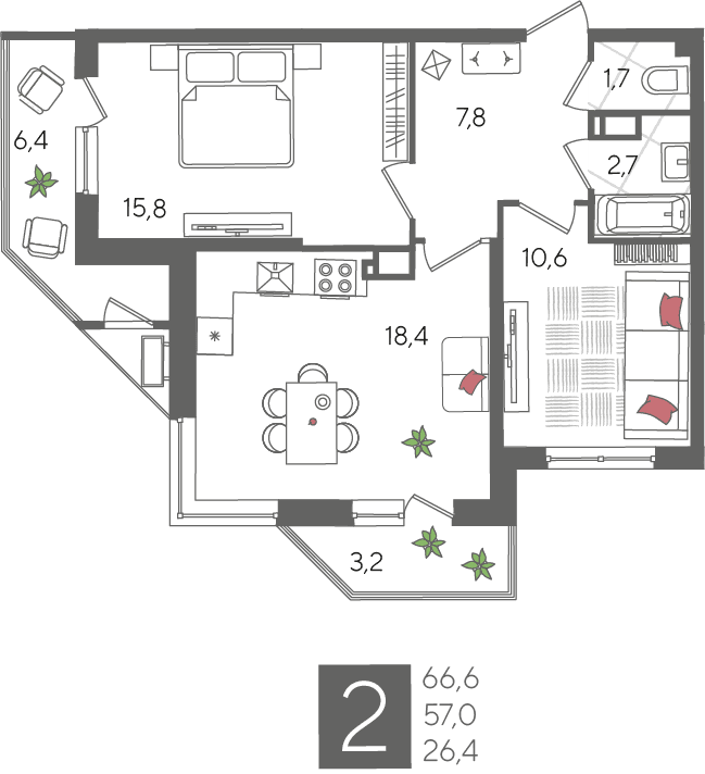 Рекорд 2 Краснодар — планировка 2