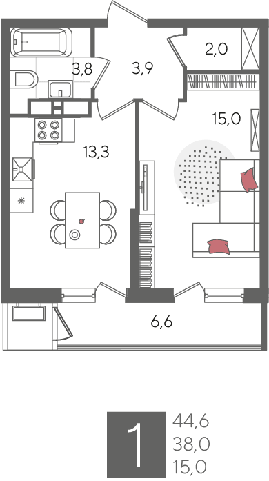 Рекорд 2 Краснодар — планировка 1