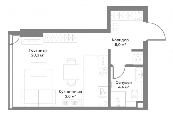 SLAVA Москва — планировка Студия