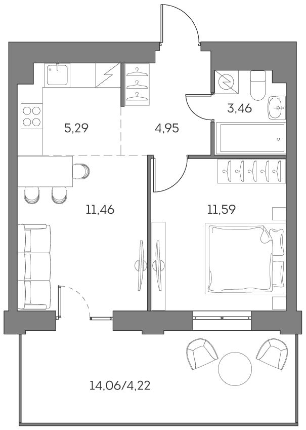 Аквилон BESIDE 2.0 Москва — планировка 1