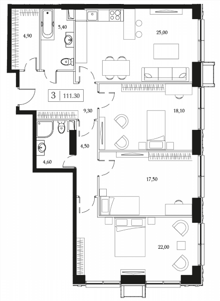 Dream Towers Москва — планировка 3
