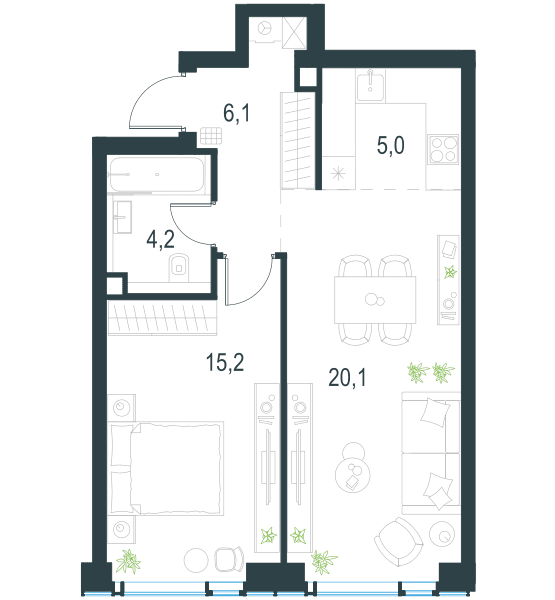 Level Мичуринский, этапы 1 и 2 Москва — планировка 2