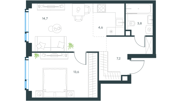 Level Мичуринский, этапы 1 и 2 Москва — планировка 2