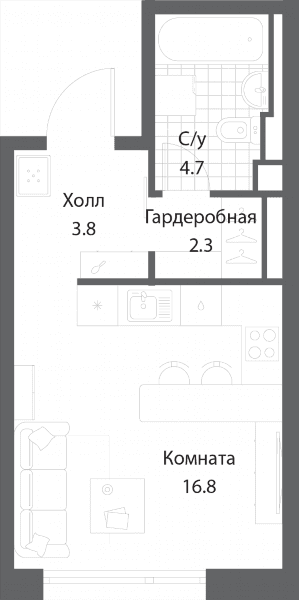 Nagatino i-Land Москва — планировка Студия