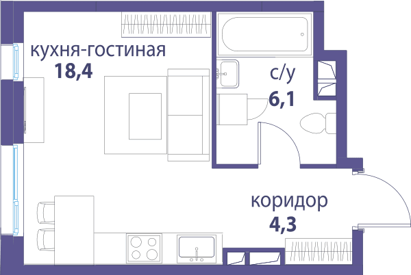 Символ, Вдохновение Москва — планировка Студия