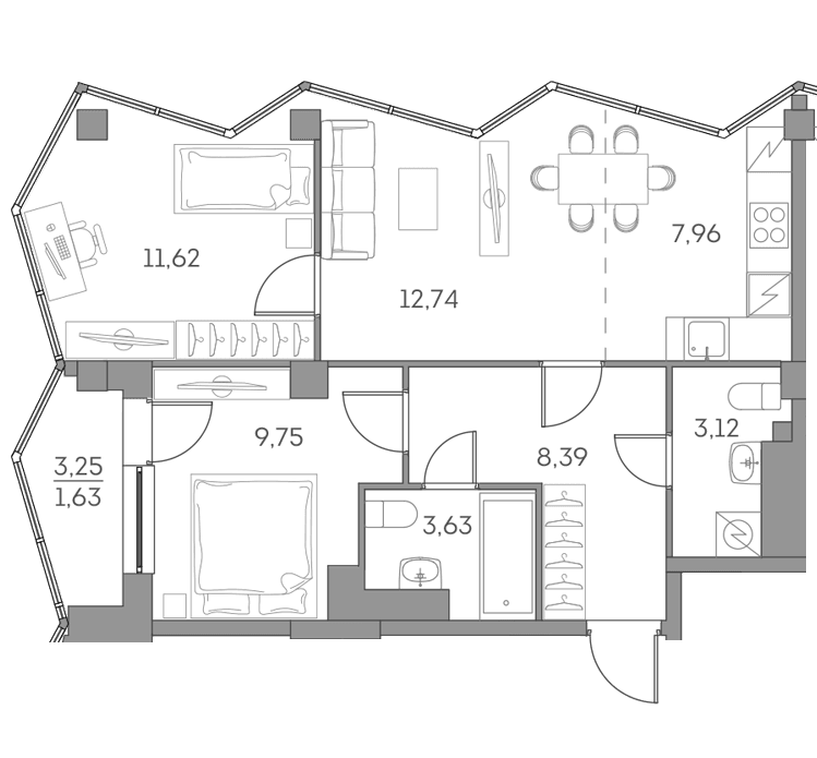 Аквилон BESIDE 2.0 Москва — планировка 1