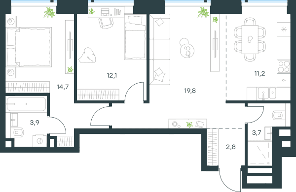 Level Причальный Москва — планировка 3