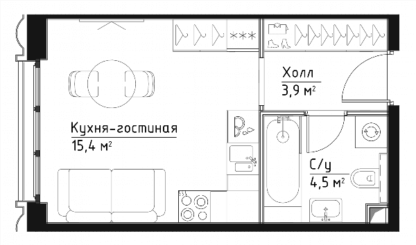 Павелецкая Сити Москва — планировка Студия