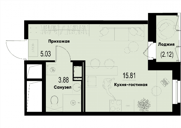 iD Murino III Санкт-Петербург — планировка Студия