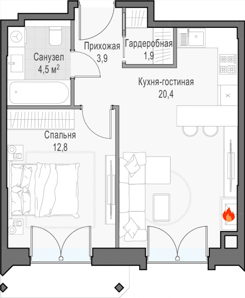 Достижение Москва — планировка 1