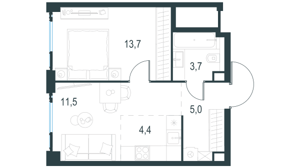Level Мичуринский, этапы 1 и 2 Москва — планировка 2