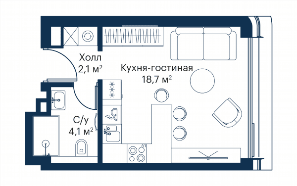 City Bay Москва — планировка Студия