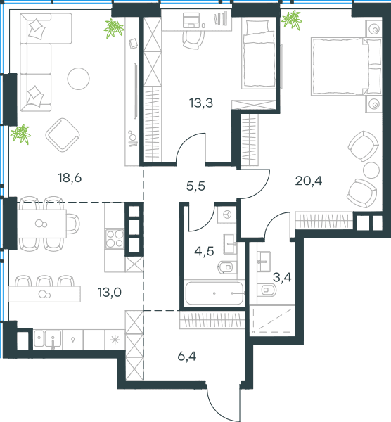Level Причальный Москва — планировка 3