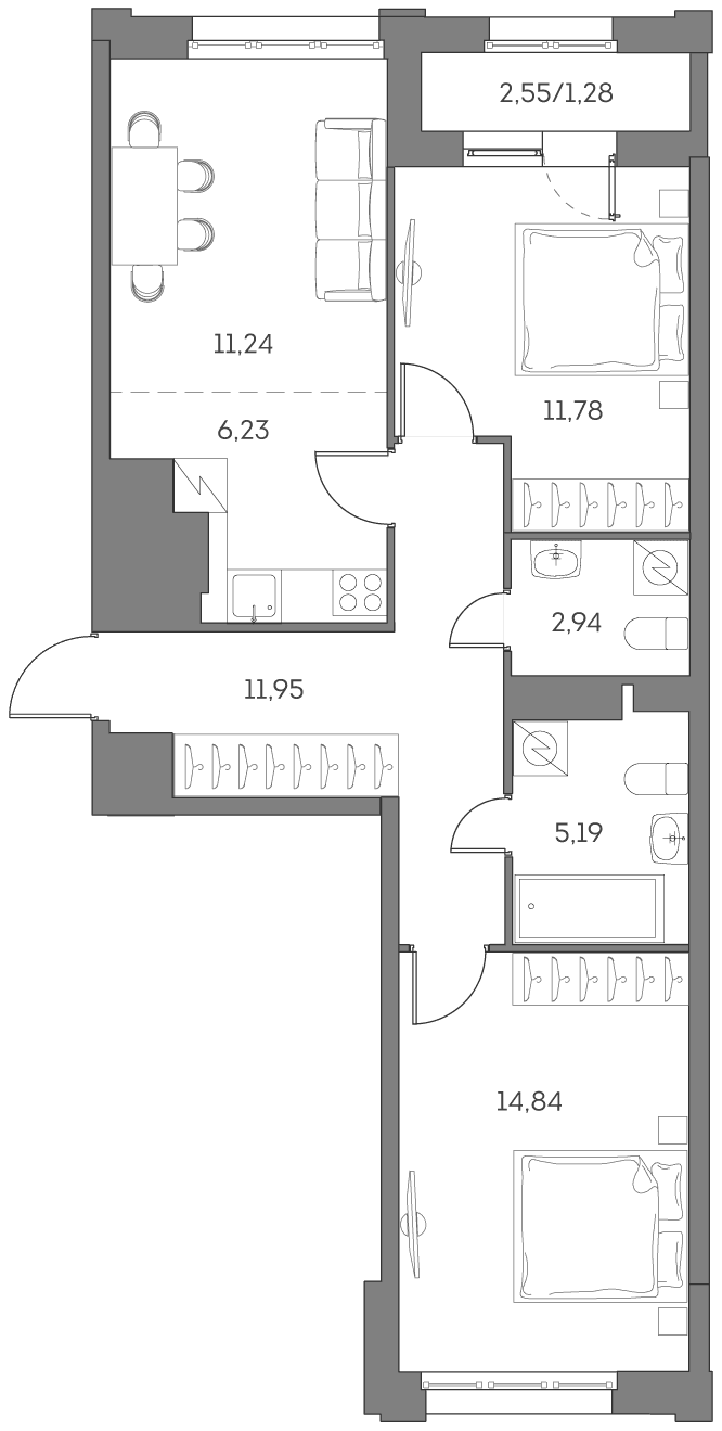 Аквилон BESIDE 2.0 Москва — планировка 1