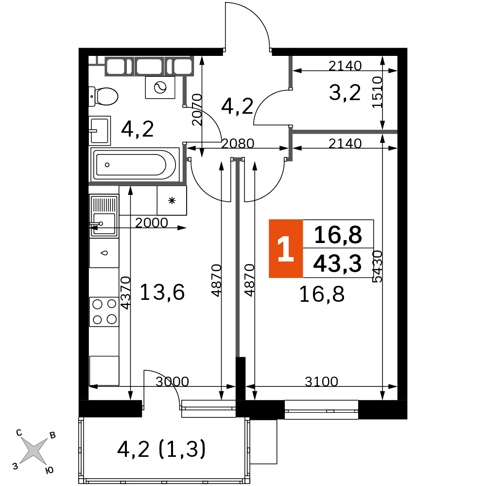 Олимп Обнинск — планировка 1